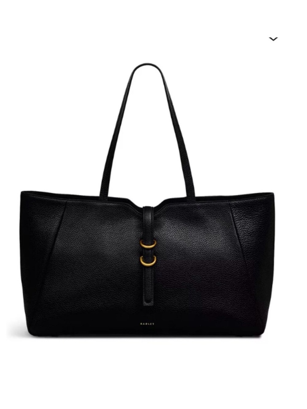 RADLEY LONDON Hazelbury Park Black Pebble Leather Tote with Gold Ring Detail